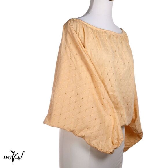 Vintage Pullover Top Full Dolman Sleeves Peach w Diamond Design Large - Hey Viv - Picture 4 of 6